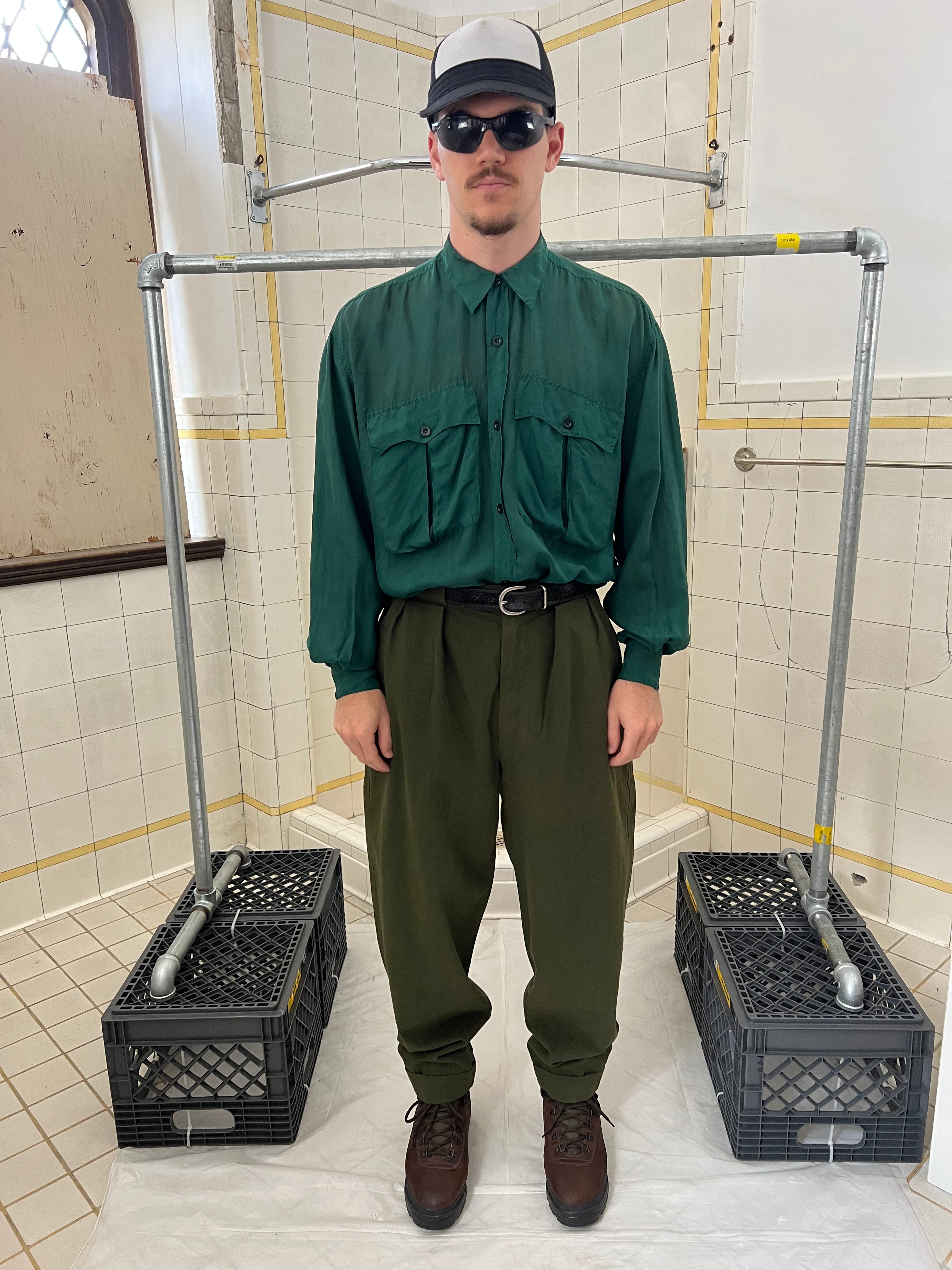 1980s Katharine Hamnett Silk Cargo Pocket Shirt - Size L