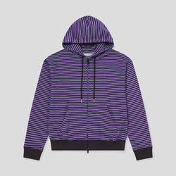 ストライプ ニット パーカー ジップアップ_Khaki - SLOW RECORD HOUSE