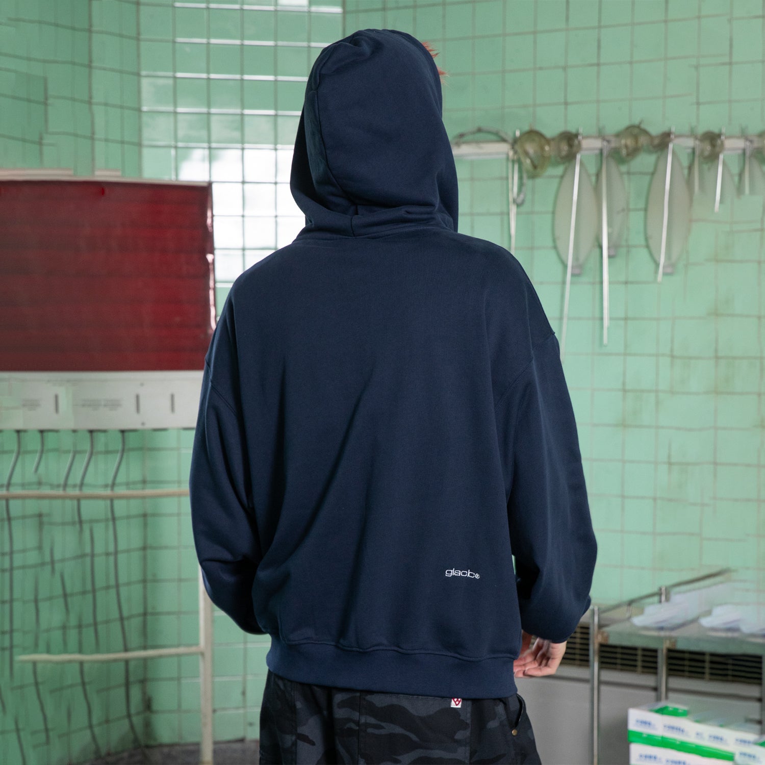 GHD021 ジサイン ビッグジッパー ジップアップパーカー (ネイビー