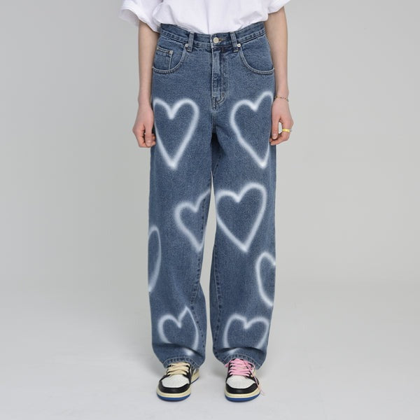 unisex] heart denim pants (blue) - MIDNIGHT MOVE | 60% - Asian