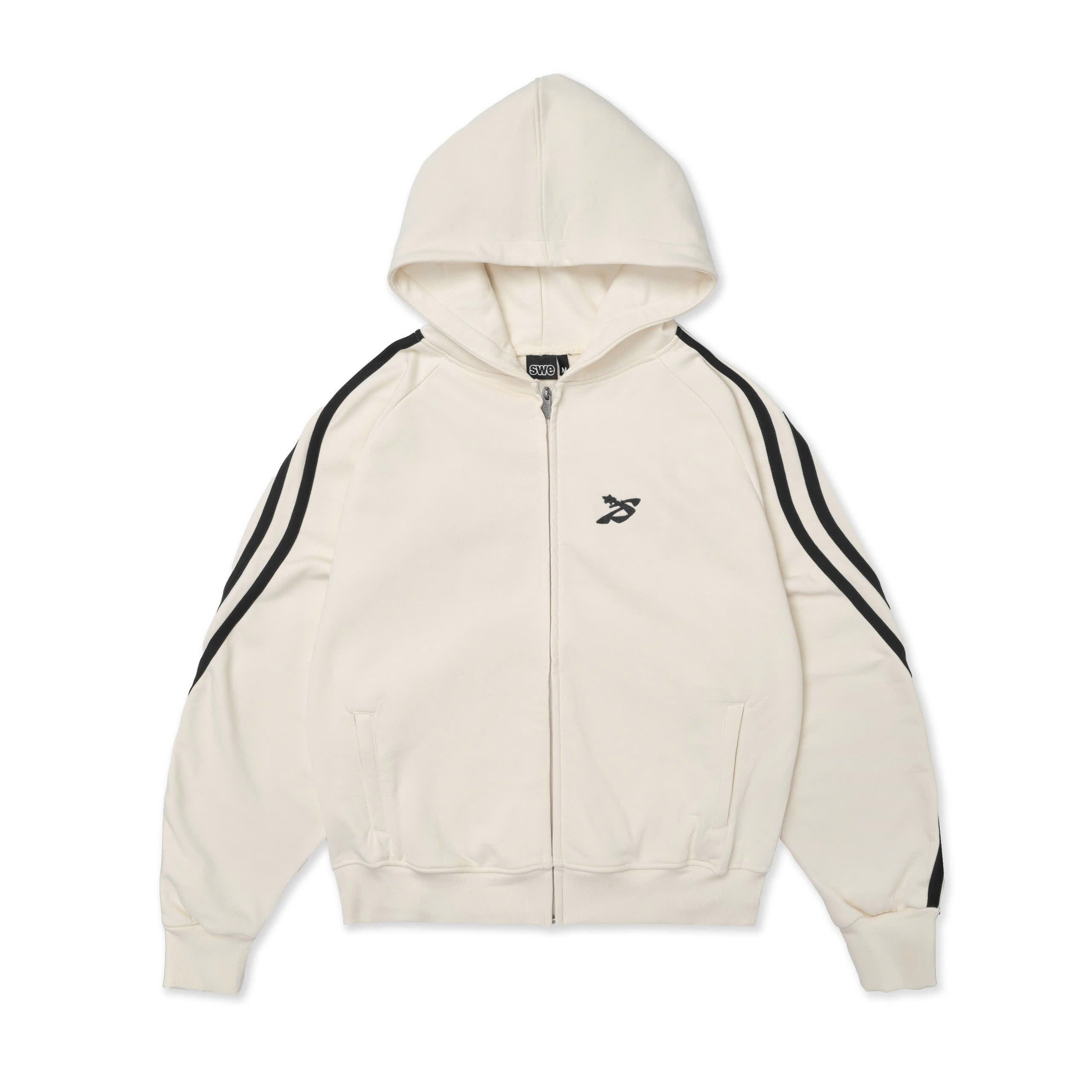 INTERWAVE ZIP HOODIE - CREAM - SWE | 60% - Asian Fashion Online Store