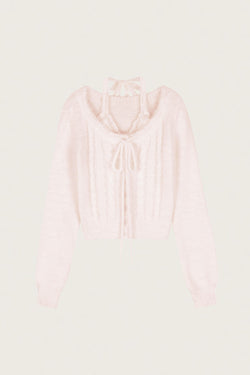 パレットオフショルダーリボンニット, ホワイト - Kleesier | 60