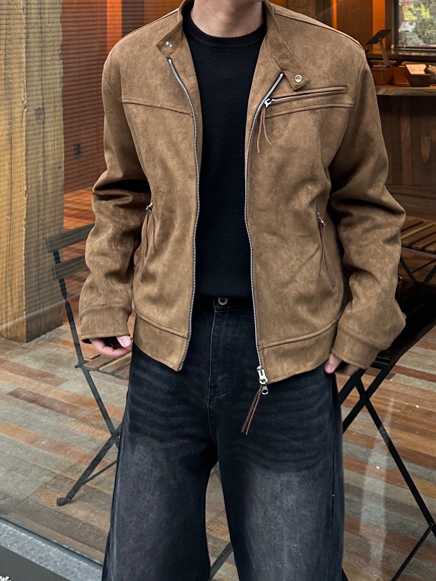 スエードバイカージャケット - WHAT A LOOK | 60% - アジア