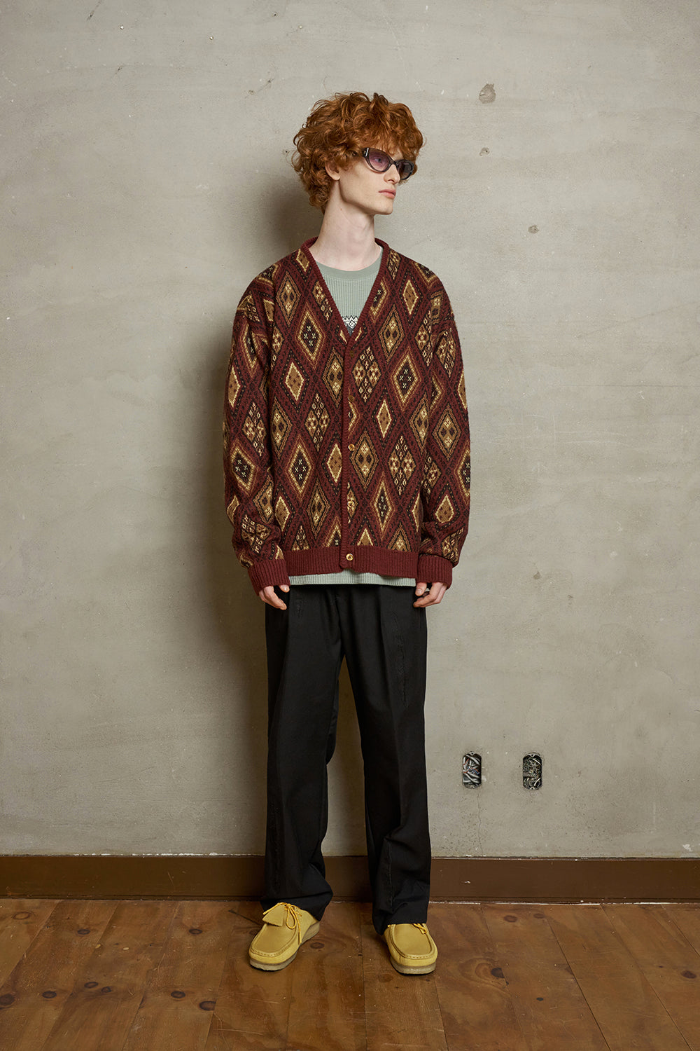 アーガイル モヘア カーディガン - UNALLOYED | 60% - アジア