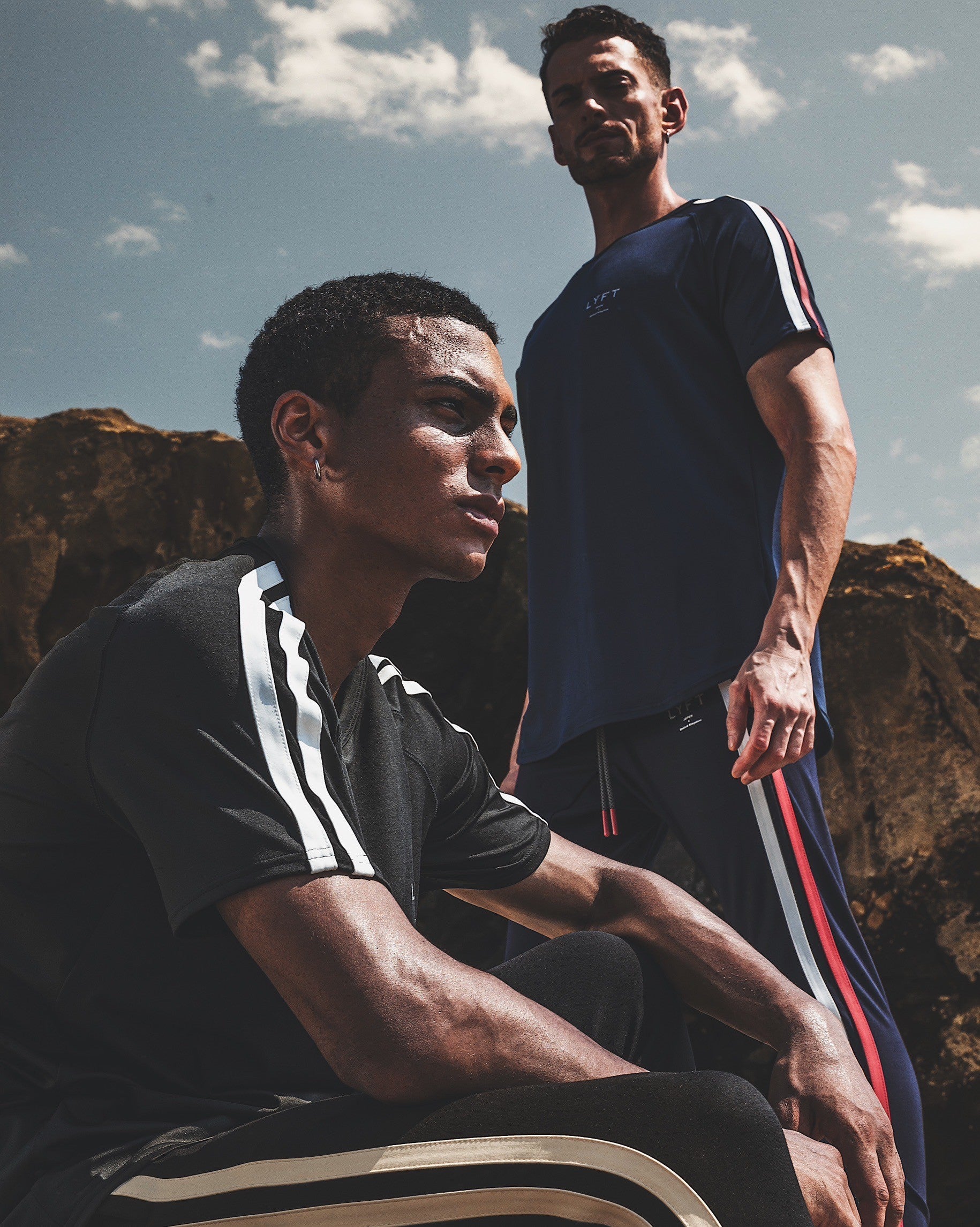 Slim Fit 2 Line T-Shirt 2 - Navy – LÝFT