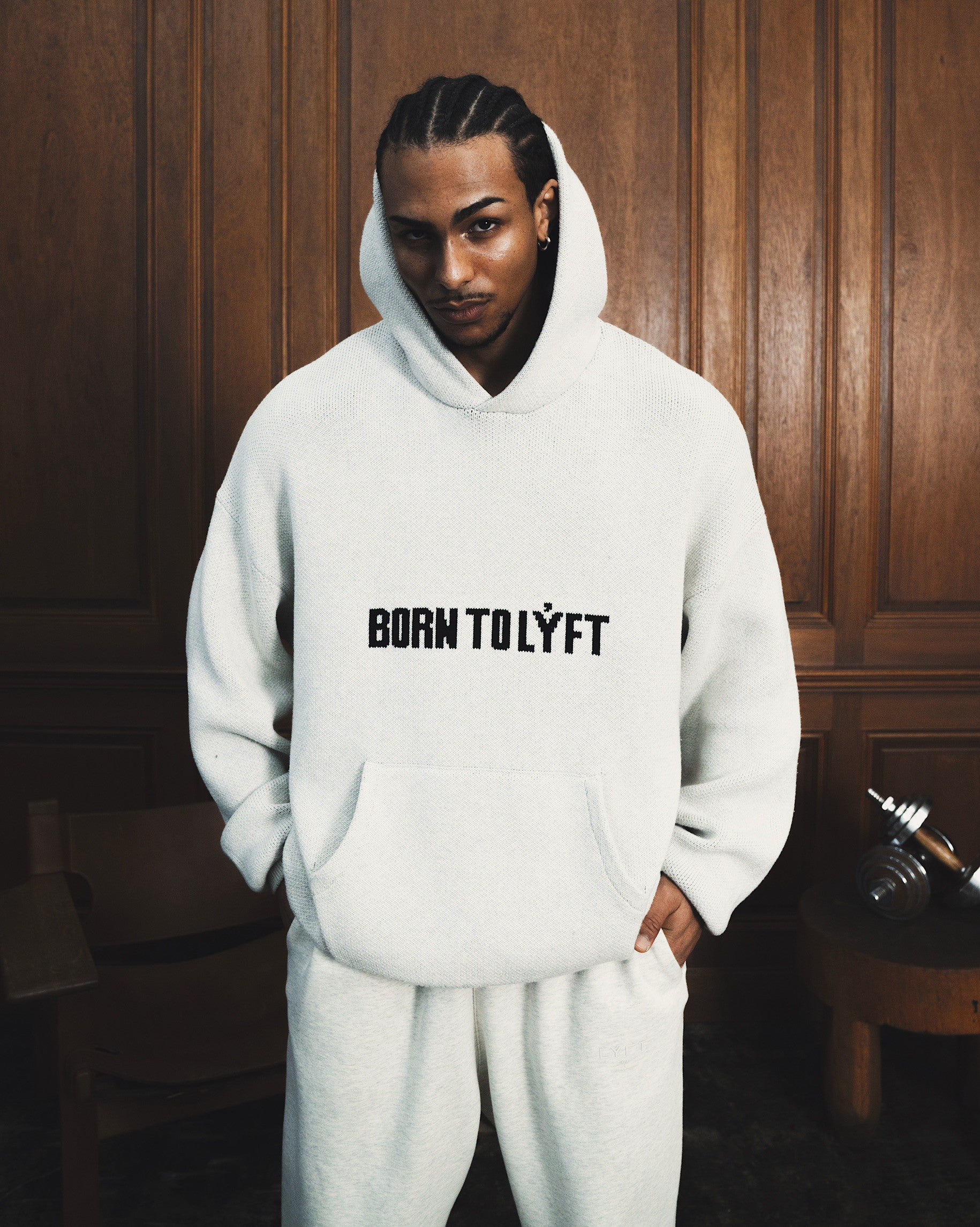 BTL Double Jacquard Knit Hoodie - Ivory – LÝFT