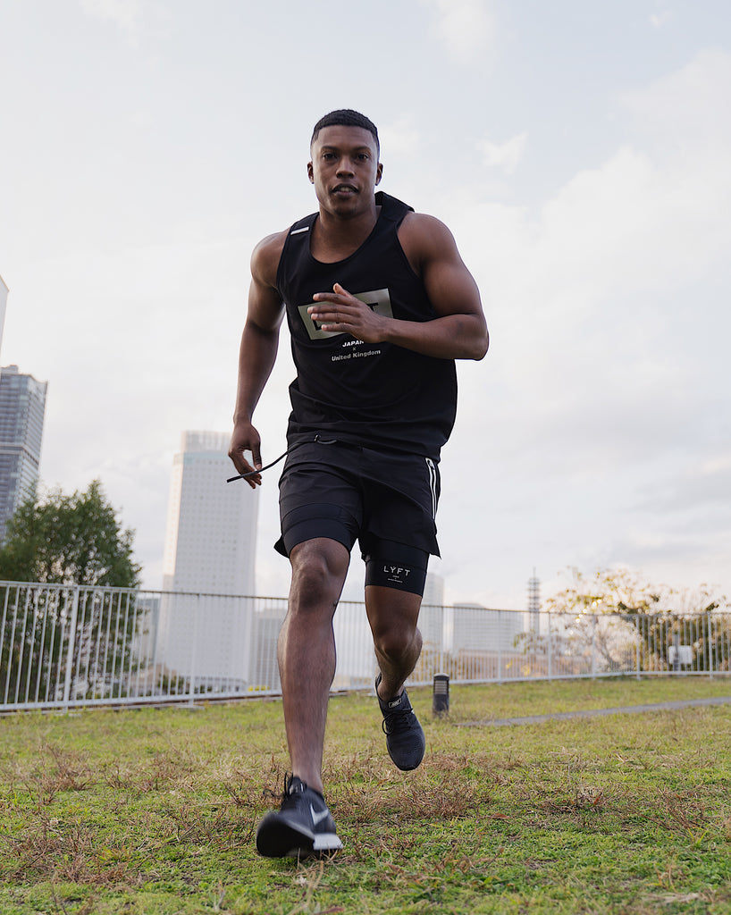 LÝFT Box Logo Standard Fit Stretch Tanktop - Black
