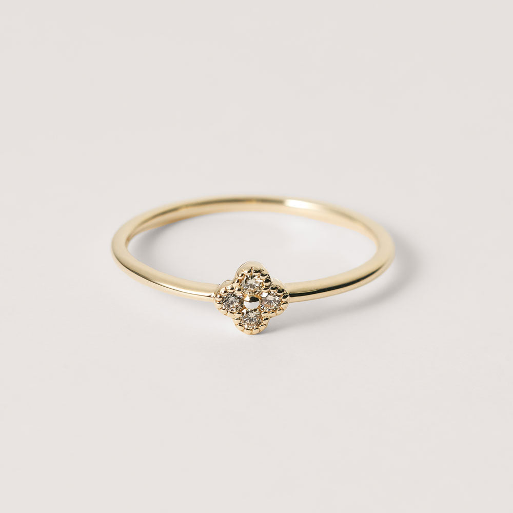 K10 ダイヤモンド フラワー モチーフ リング | 26-7415ダイヤモンド