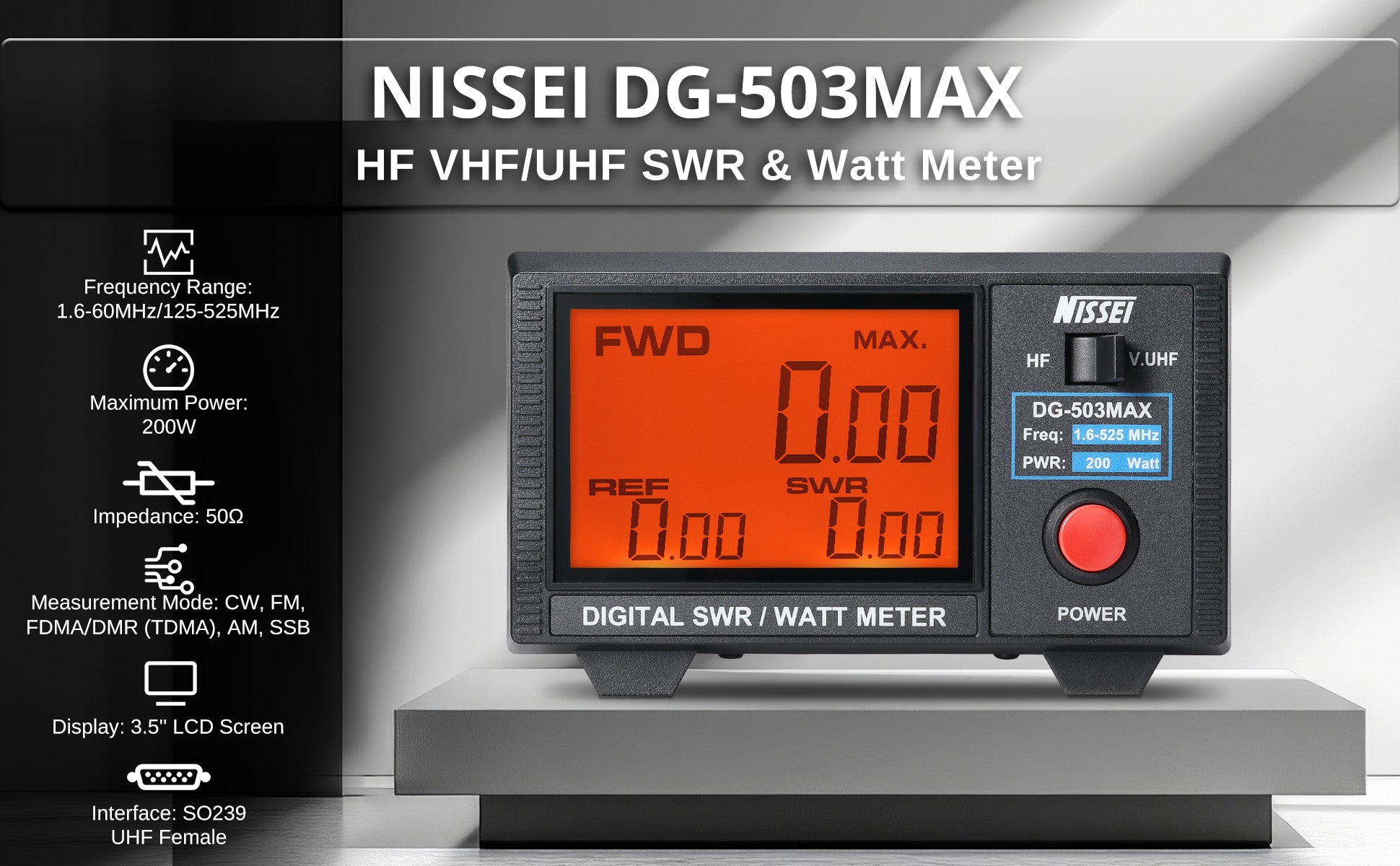 NISSEI DG-503 / DG-503MAX SWR Meter | HF/Dual Band | 3.5