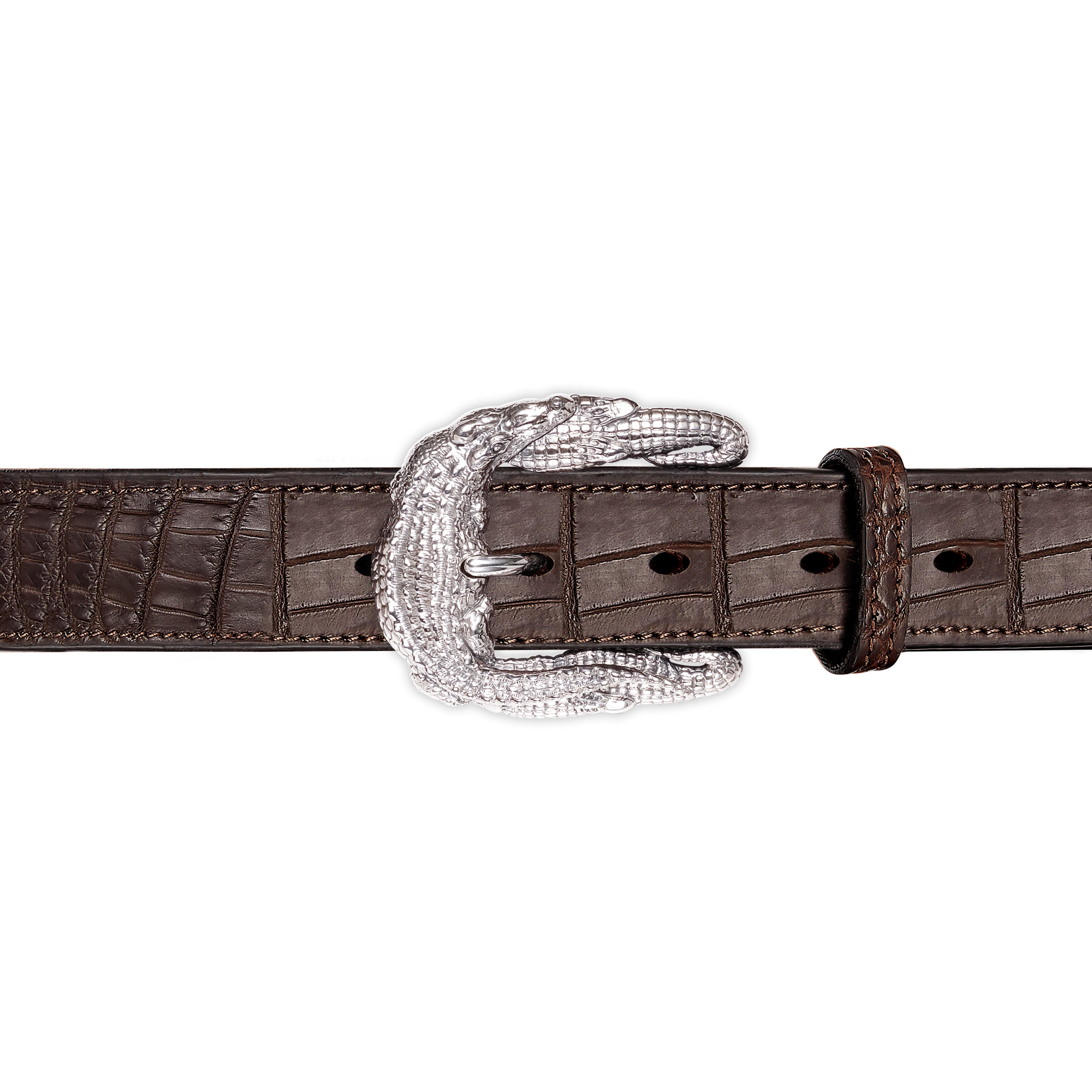 Crocodile Belt Buckle in Silver | by Patrick Mavros