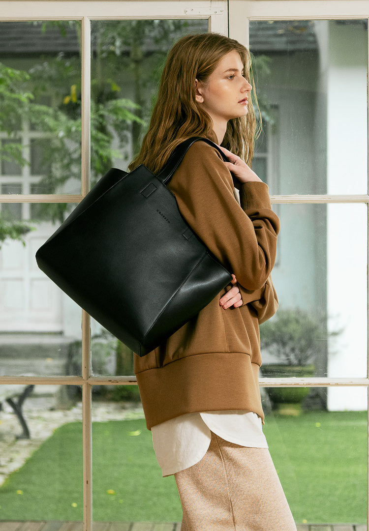 ヴィーガンレザー 横型トートバッグ 【撥水 / 雨天利用可】CRAFSTO