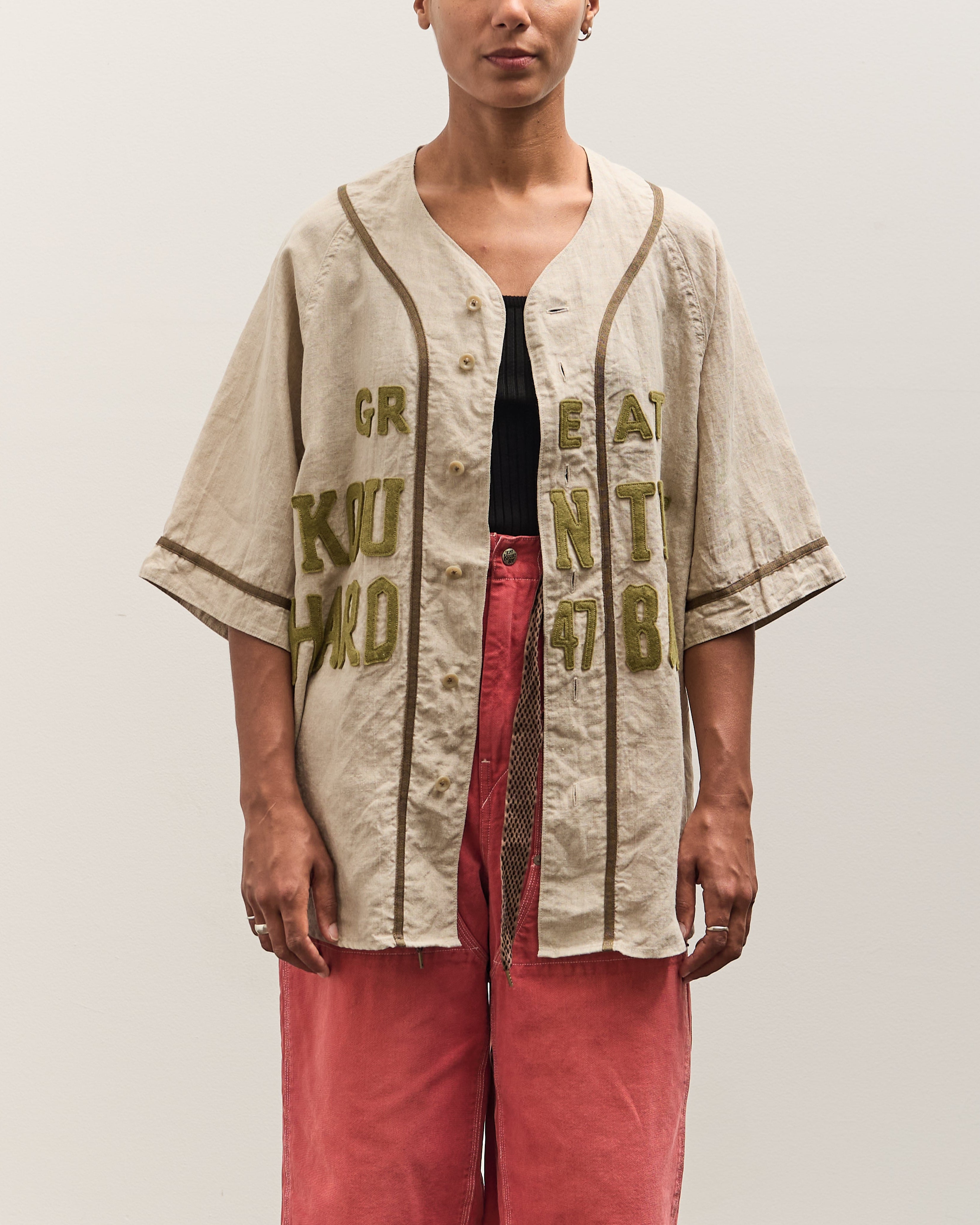 Kapital GREAT KOUNTRY Baseball Shirt, Beige French Linen – Glasswing