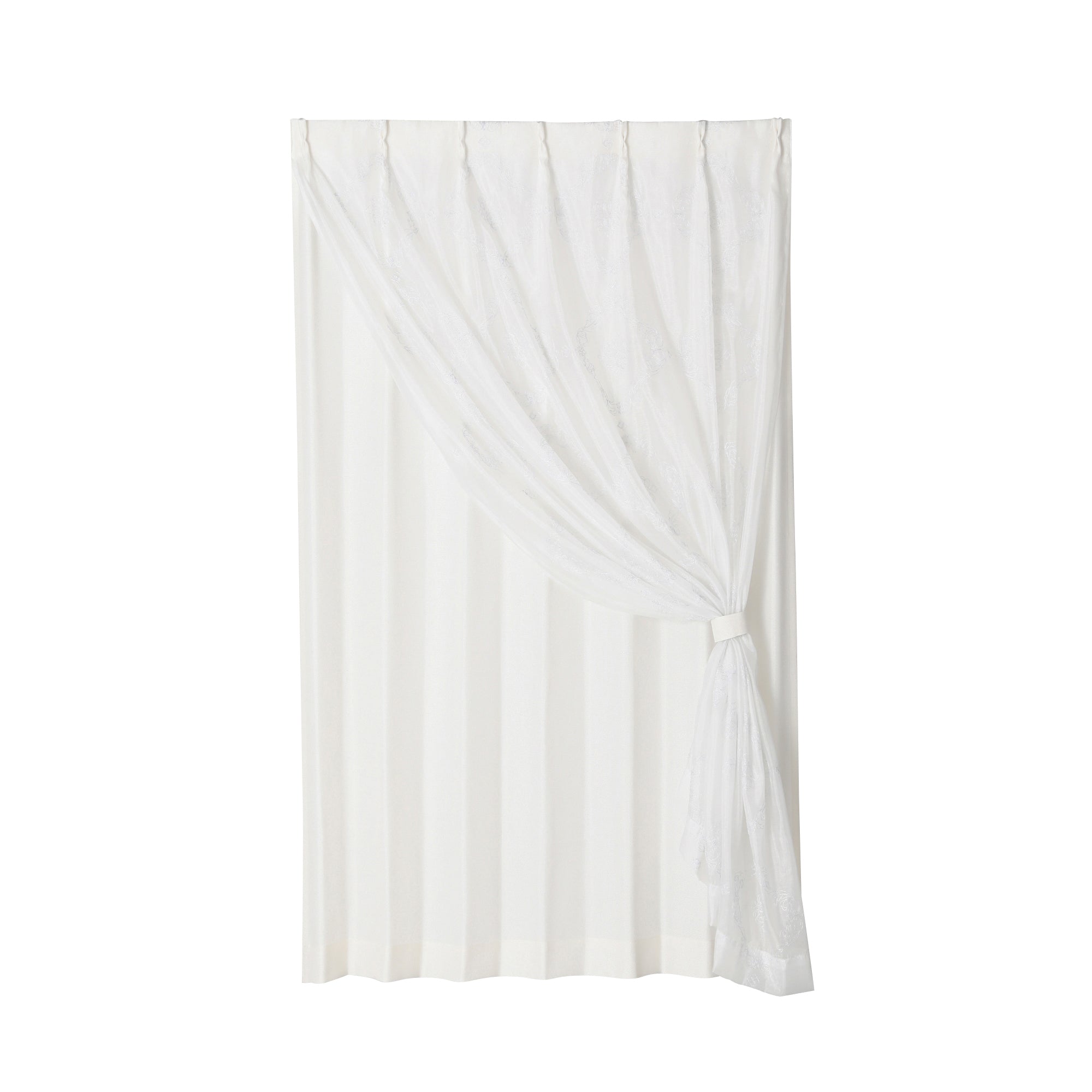 ラメ×リマニフィ ダブルカーテン H1780×W1000 アイボリー（レース