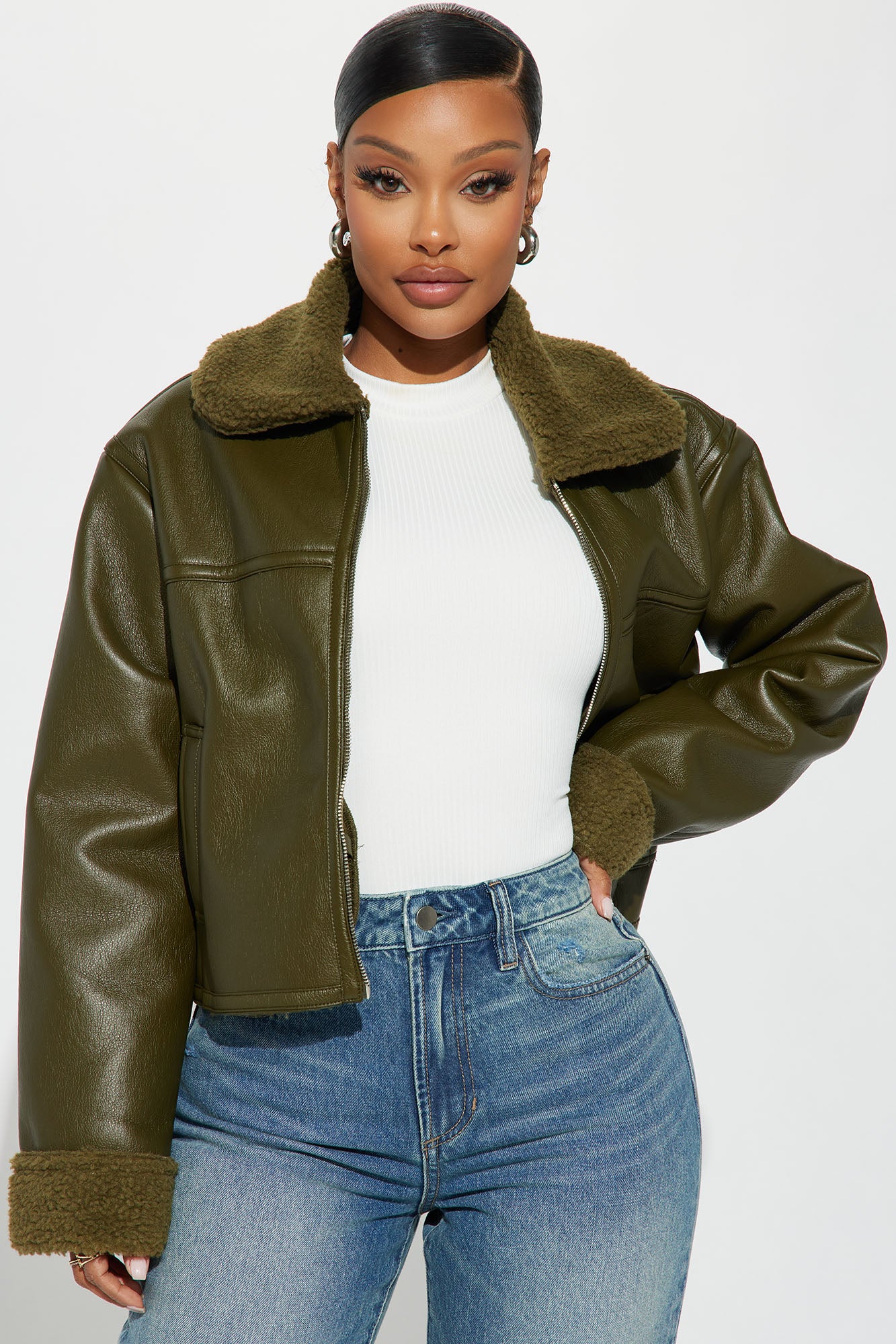 Downtown Girl Bomber Jacket - Olive | Fashion Nova