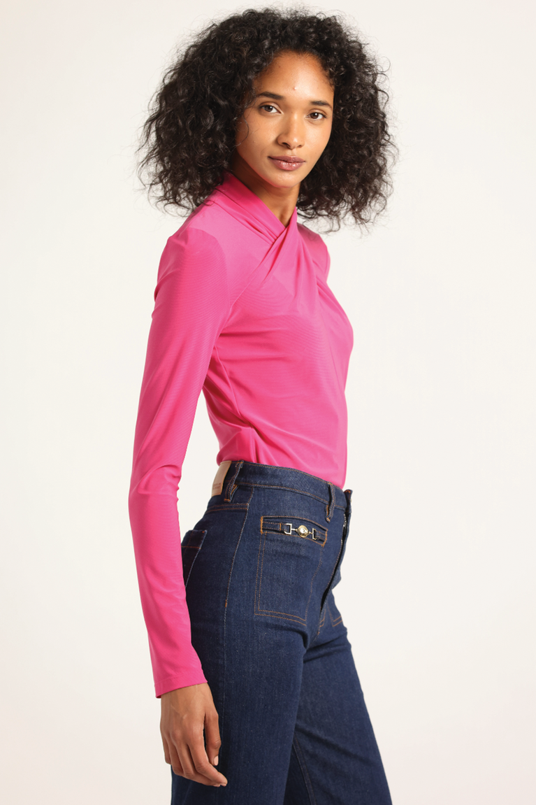 Krini Wrap Long Sleeve Jersey Top - French Rose – Derek Lam