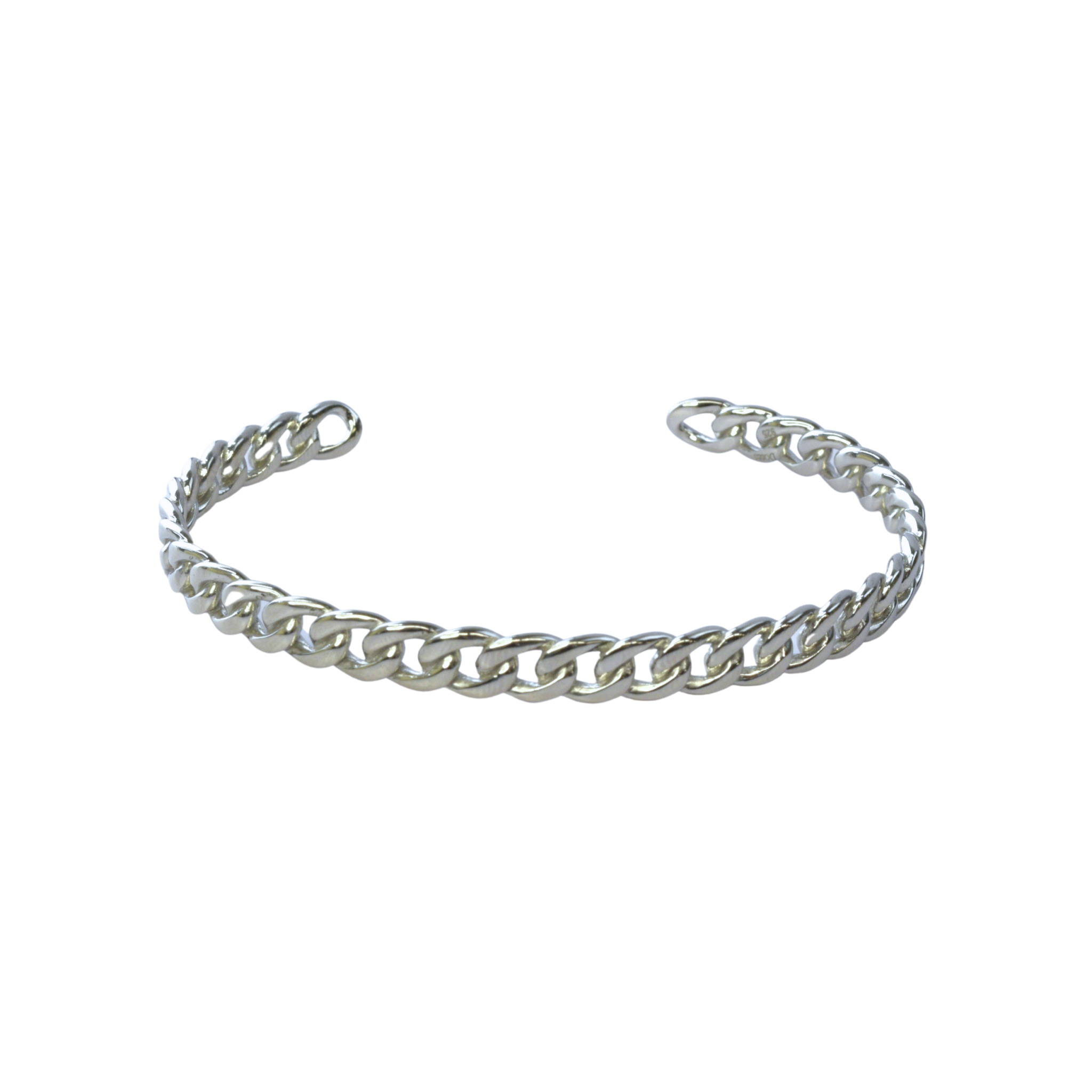 Silver Curb Chain Link Cuff Bracelet - Expressions Jewelers