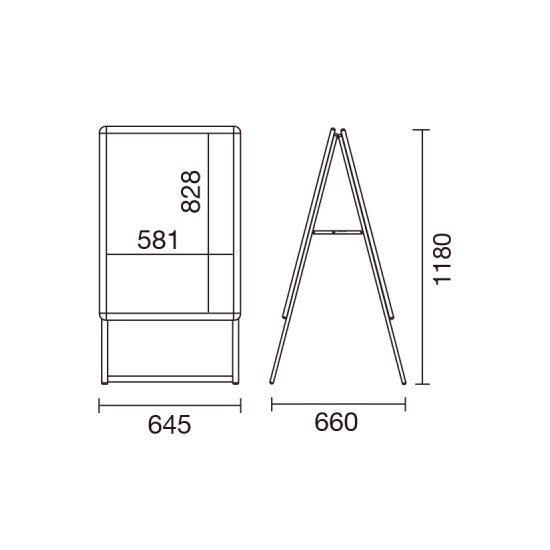 A型看板 グリップA シルバー サイズ:A1両面 (42456***) - 看板・サイン