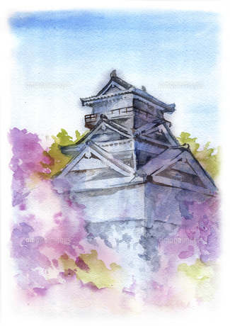 お城と桜の風景画のイラスト素材 [FYI04783075] | ストックフォトの