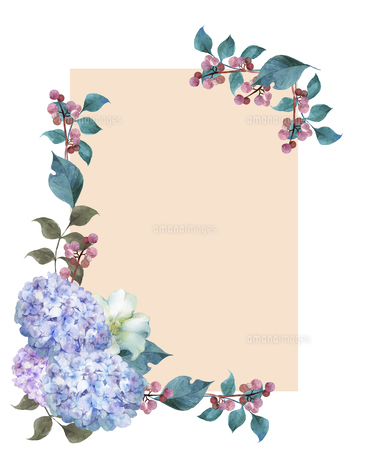 紫陽花のブーケフレーム 水彩イラストのイラスト素材 [FYI04840014
