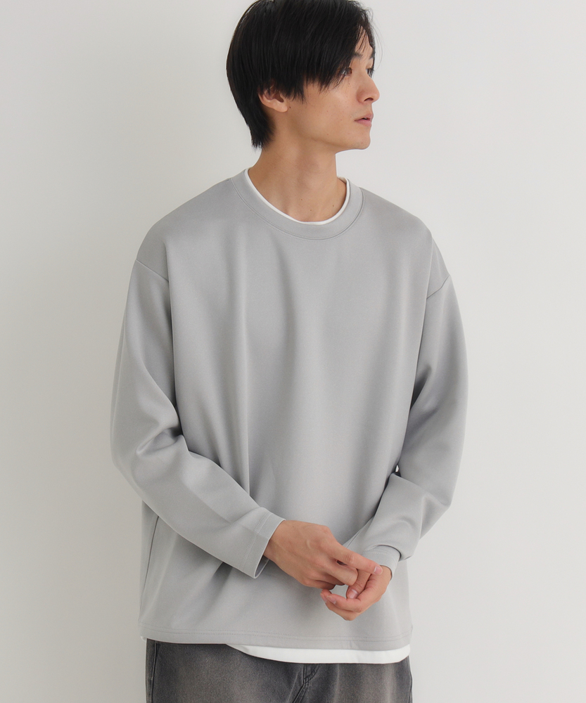 杢ダンボールフェイクレイヤードトップス(M ネイビー): トップス