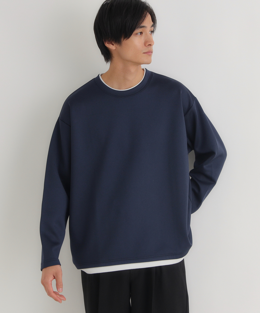 杢ダンボールフェイクレイヤードトップス(M ネイビー): トップス