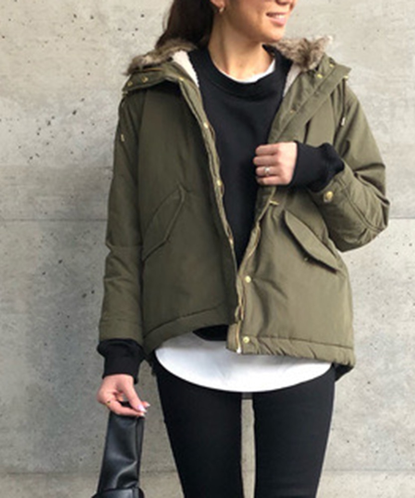 フェイクファーモッズジャケット(M オリーブ): ジャケット/アウター