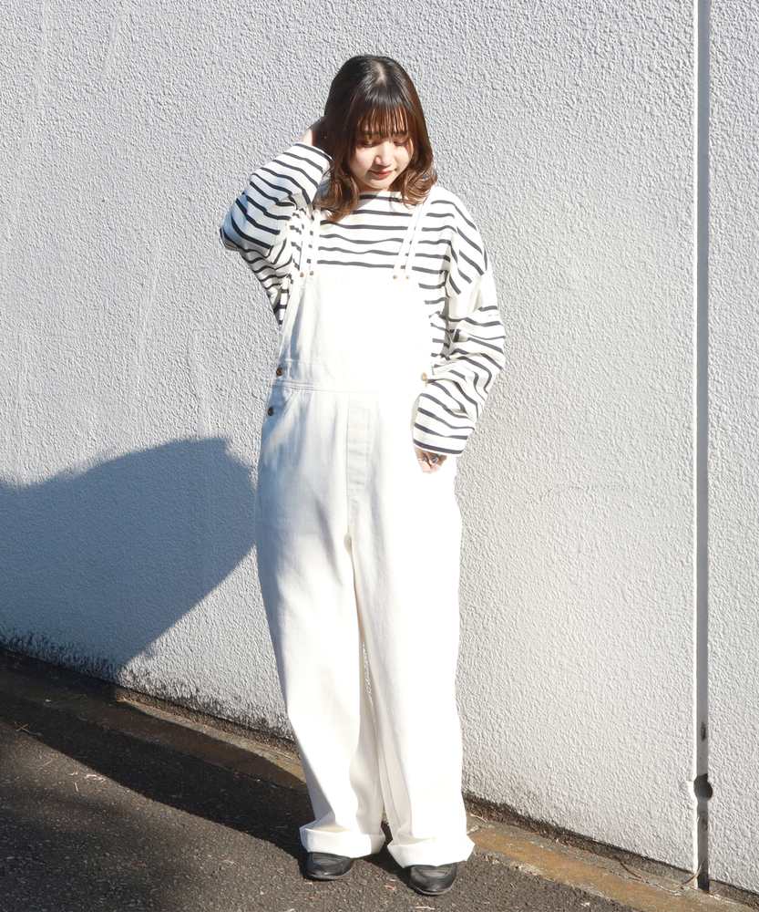 デニムサロペット【自宅で試着、返品送料無料】(M ホワイト