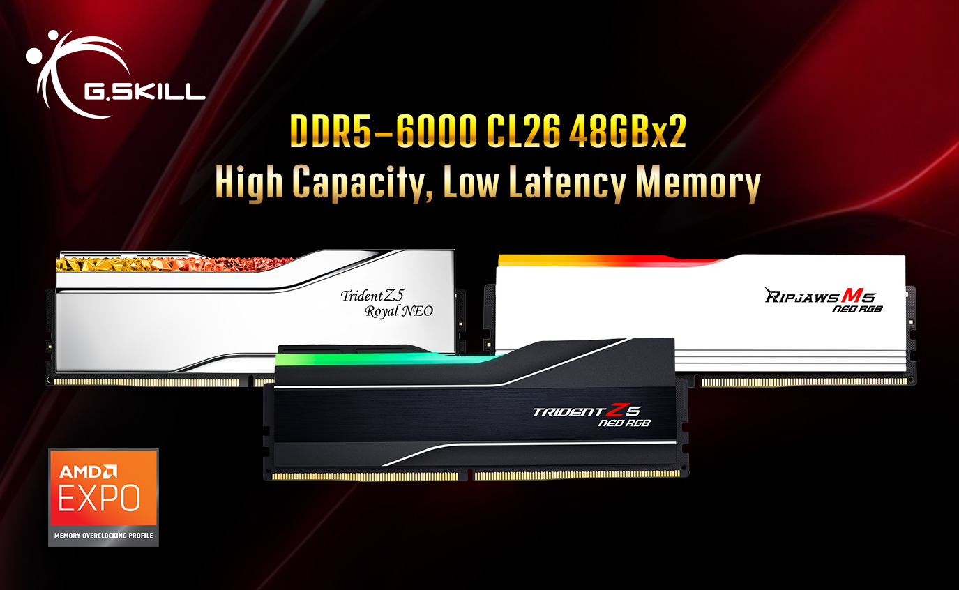 G.Skill Debuts High Capacity CL26 DDR5-6000 MT/s Memory Kit For