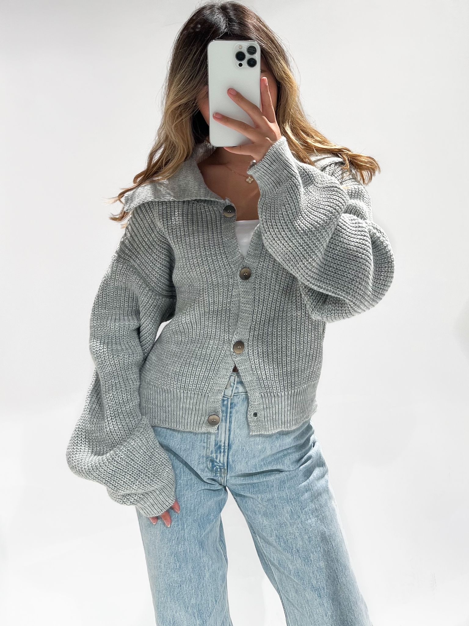 Aime Knit Cardigan / Grey - Hello My Love