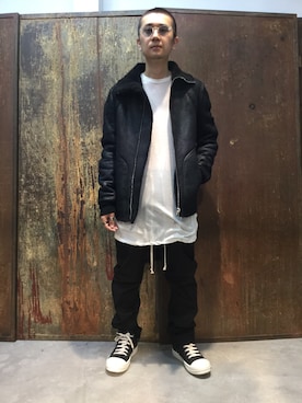 Rick Owensのムートンコートを使った人気ファッションコーディネート