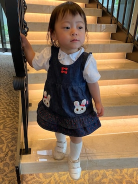 ミキハウス】ツインうさこ♪デニムジャンパースカートを使った人気
