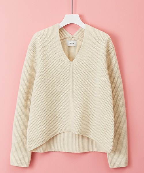 CLANE（クラネ）の「CLANE Vネックバックドロップニット（ニット