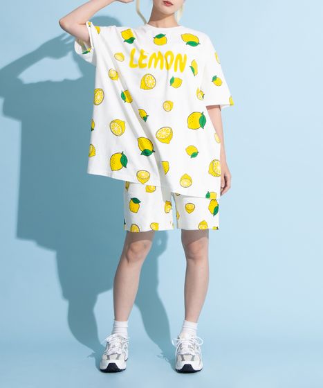 フード総柄Tシャツ(LEMON NINJIN EDAMAME)[商品：PN18SS-099-5R