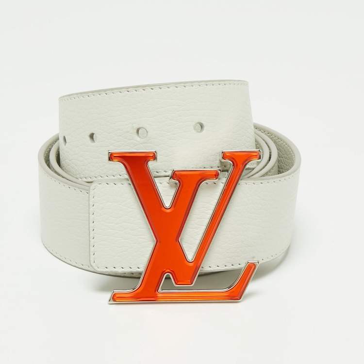 Louis Vuitton White/Orange Leather LV Prism Belt 95CM Louis