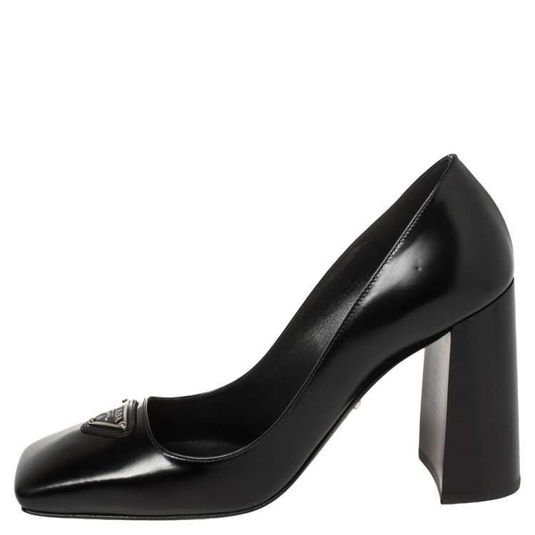 Prada Black Leather Block Heel Square Toe Pumps Size 36 Prada | TLC US