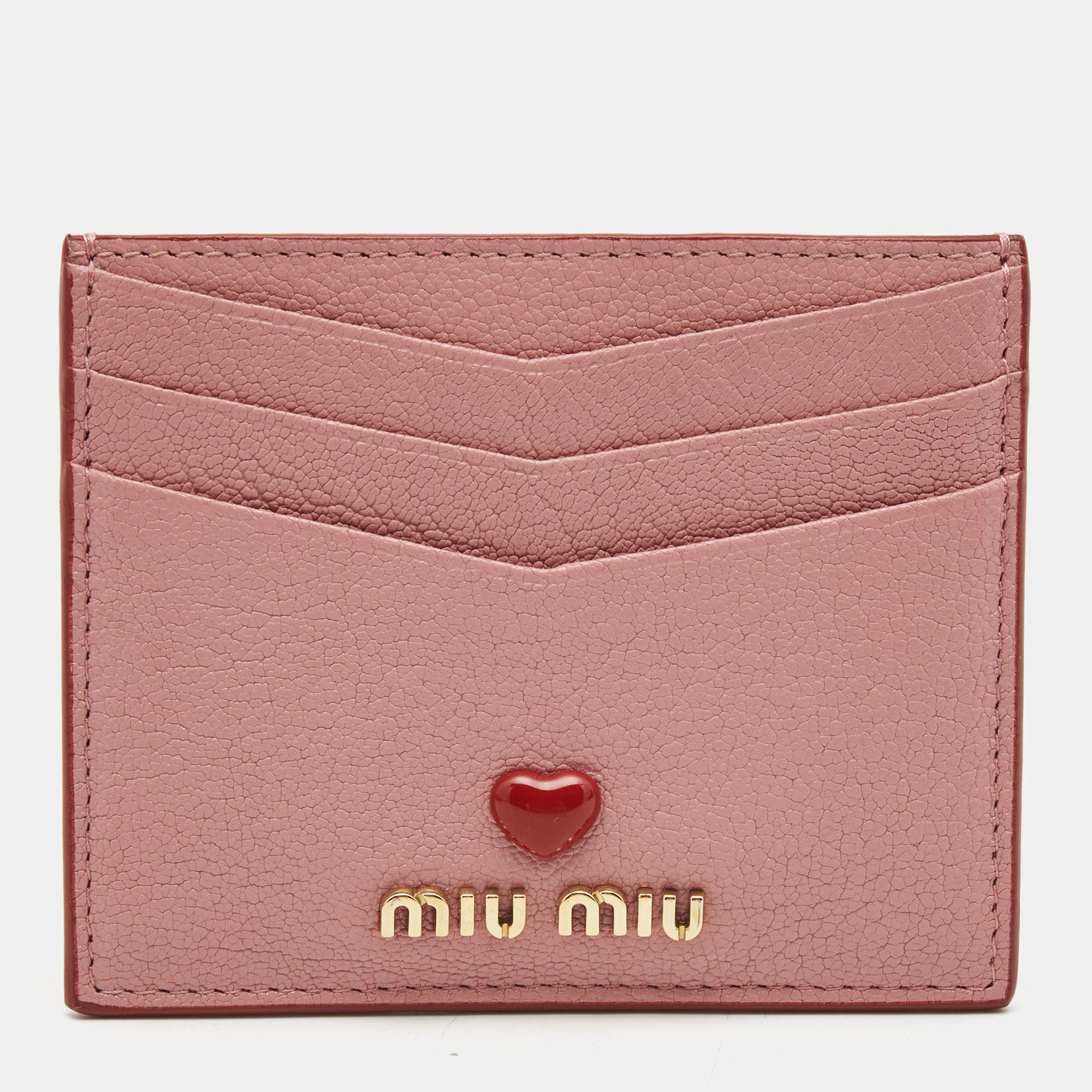 Miu Miu Pink Leather Heart Card Holder Miu Miu | TLC