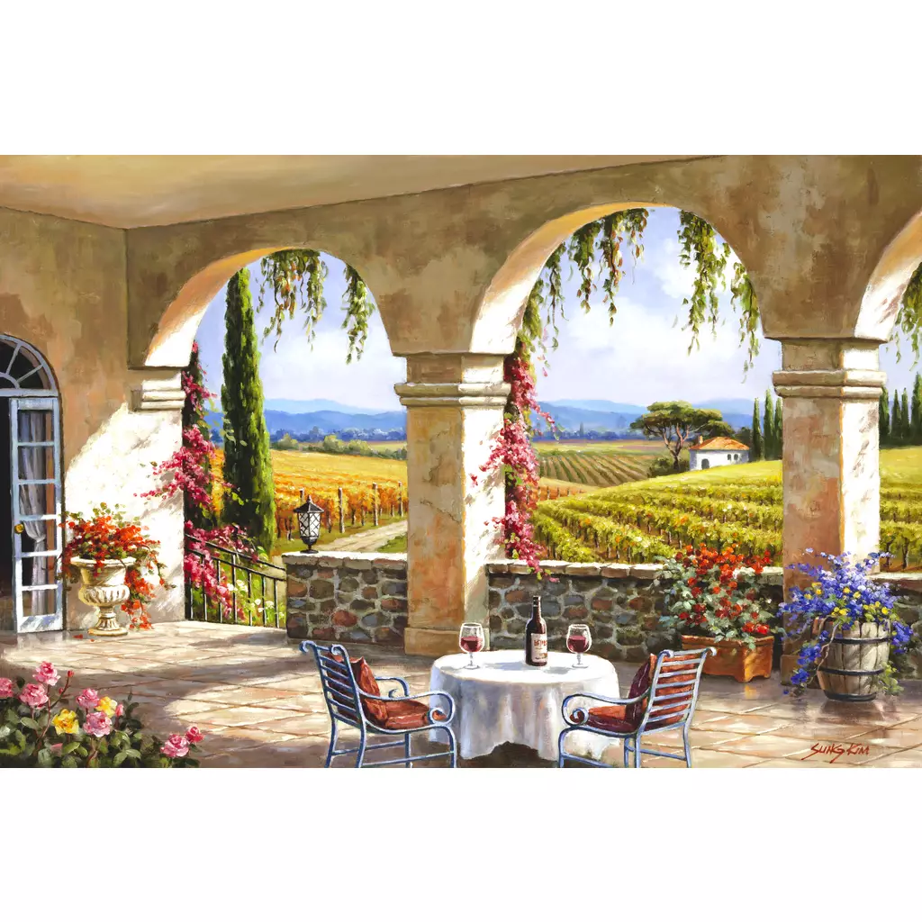 Tile art with Tuscan scenes-Wine Country Terrace-Tile Mural