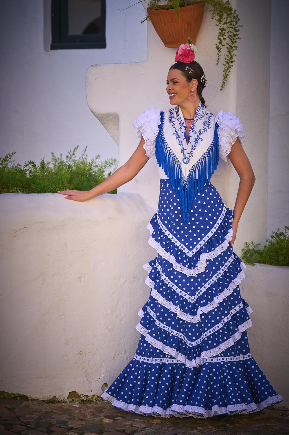 フラメンコ ドレス クレープ水玉模様の生地 | Manuela Macías による