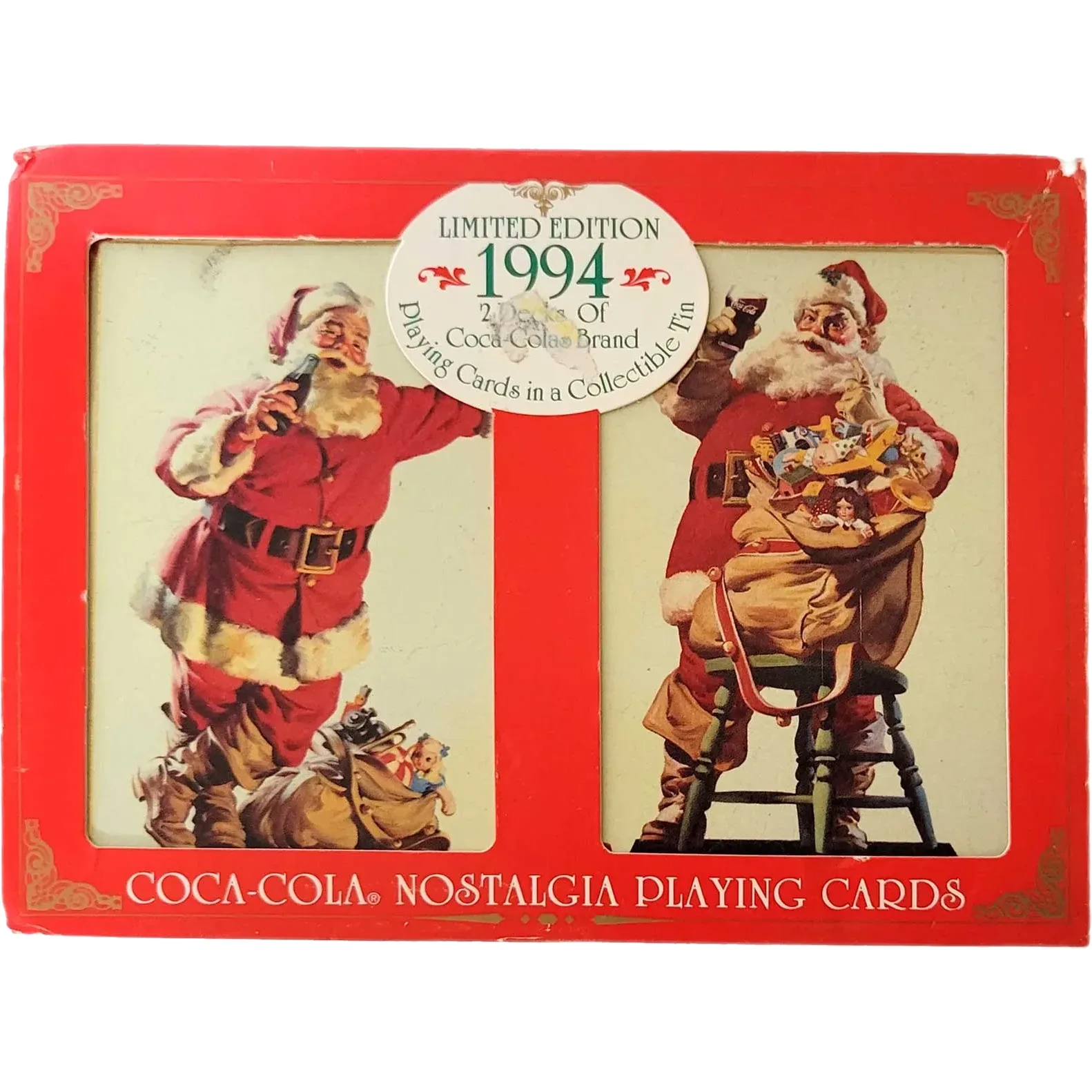 Coca-Cola Nostalgia Playing Cards Double Deck With Coke Santa