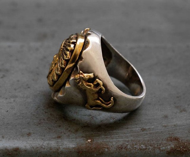 送料無料】タイ レッドインディアンリングバイカーバイクスカル