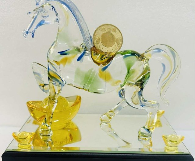 台湾 瑠璃 干支 馬 クリスタルガラス 午年 すぐ稼ぐ すぐにお金持ち 新