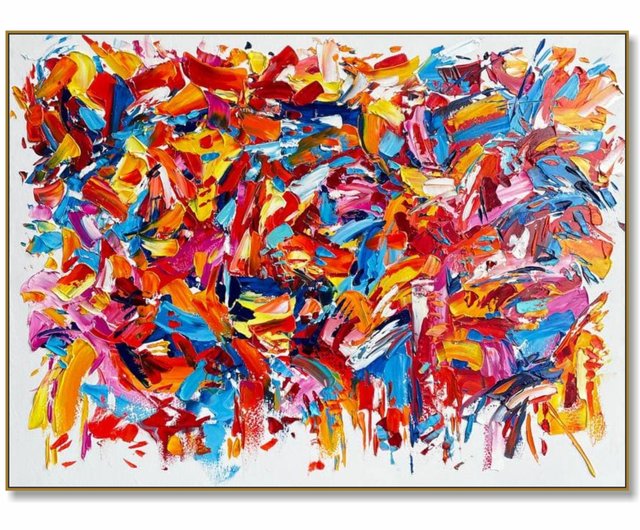 送料無料】スペイン キャンバスに描かれた抽象画、オリジナルの