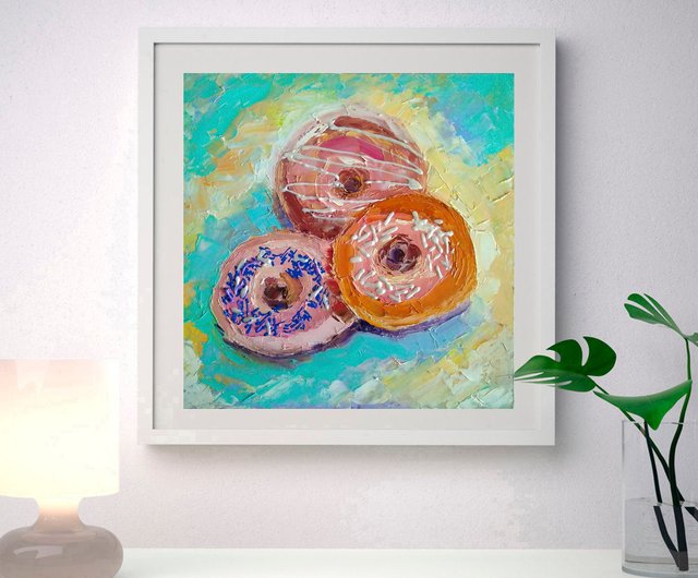 10%OFF】ロシア ドーナツオリジナル油絵デザート壁アート食品キッチン