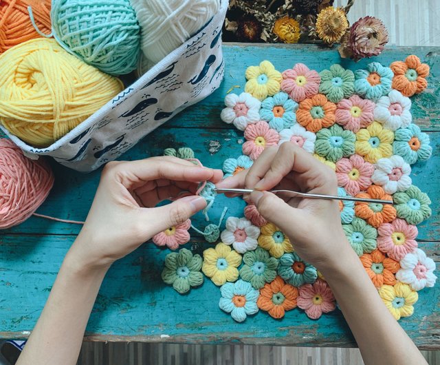 アメリカンパストラルスタイルパフフラワーバッグクッション斜めバッグ