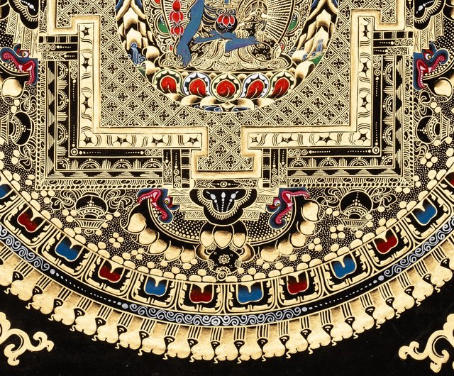 ネパール 薬師如来マントラ曼荼羅タングカアート Boudha Stupa Thanka