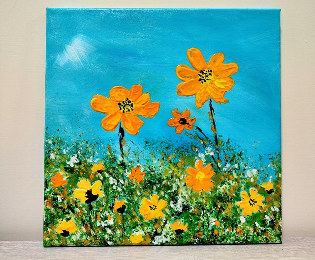 台湾 【夏を家に持ち帰る】黄色のコスモスのキャンバスアート