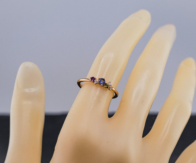 K18 天然ダイヤモンド マルチカラーリング G-004 Atelier Maru