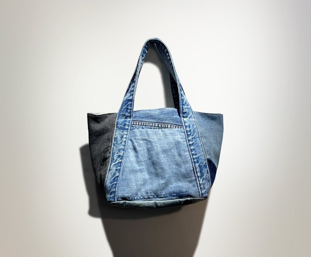 送料無料】香港 デニムパッチワークトートバッグ First Edition Design