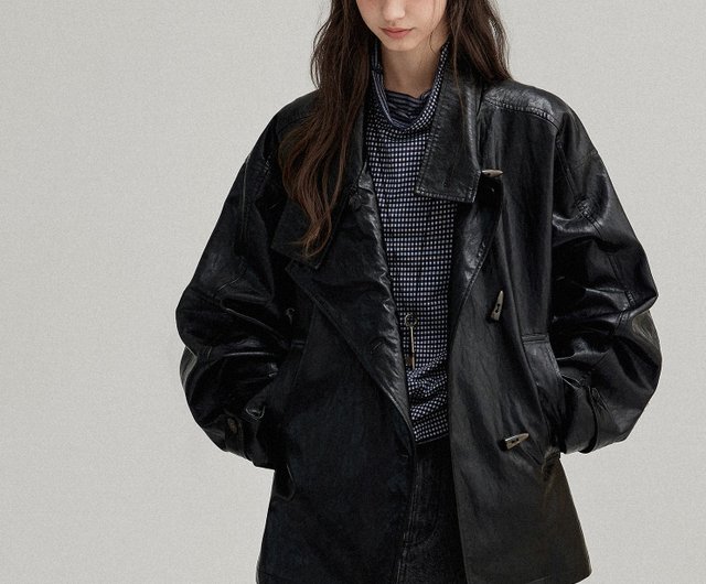 送料無料】アメリカンヴィンテージ / 斜め前合わせショート丈レザー