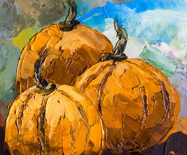 ロシア かぼちゃ 絵画 キッチン 静物画 原画 野菜 小さい 油絵 Nadya